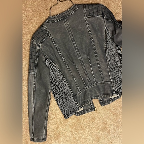 Point Zero faux vegan leather distressed look fitted biker jacket - small - Picture 2 of 5